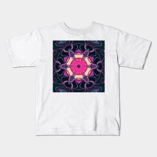 Cartoon Mandala Flower Pink Yellow and Blue Kids T-Shirt